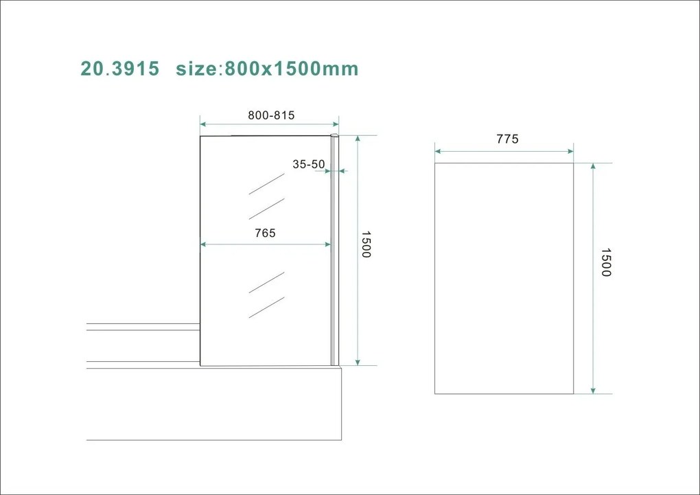 Mueller Clap vaste badwand 80x150cm anti-kalk