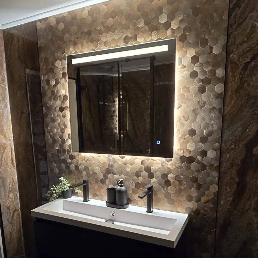 Zelfklevend Mozaïek Hexagon Brons Koper - 29.5 cm x 29.5 cm x 0.4 cm | 0.5 kg | Paneli zelfklevende steenstrips