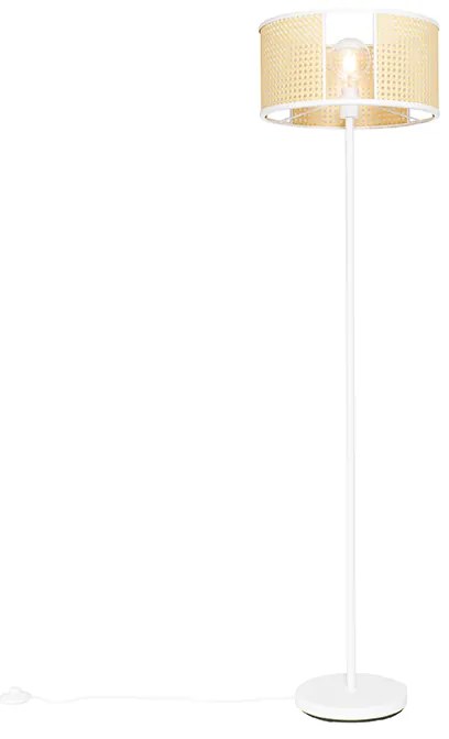 Oosterse vloerlamp wit met rotan 40 cm - Akira