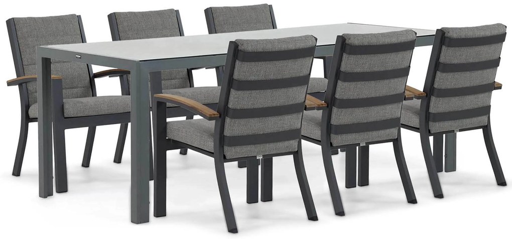 Tuinset 6 personen 210 cm Aluminium/teak Grijs Osmen Midura/Venustas