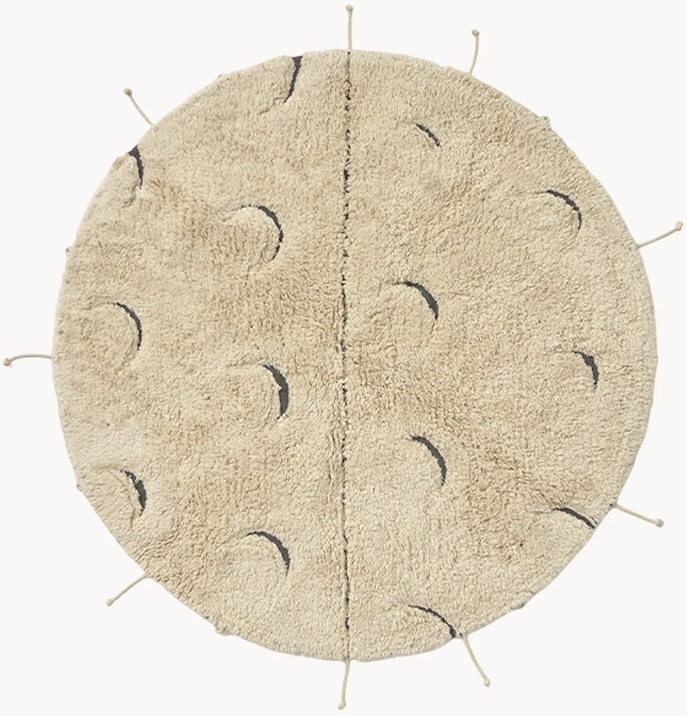 Wasbaar rond katoenen kindervloerkleed Moon