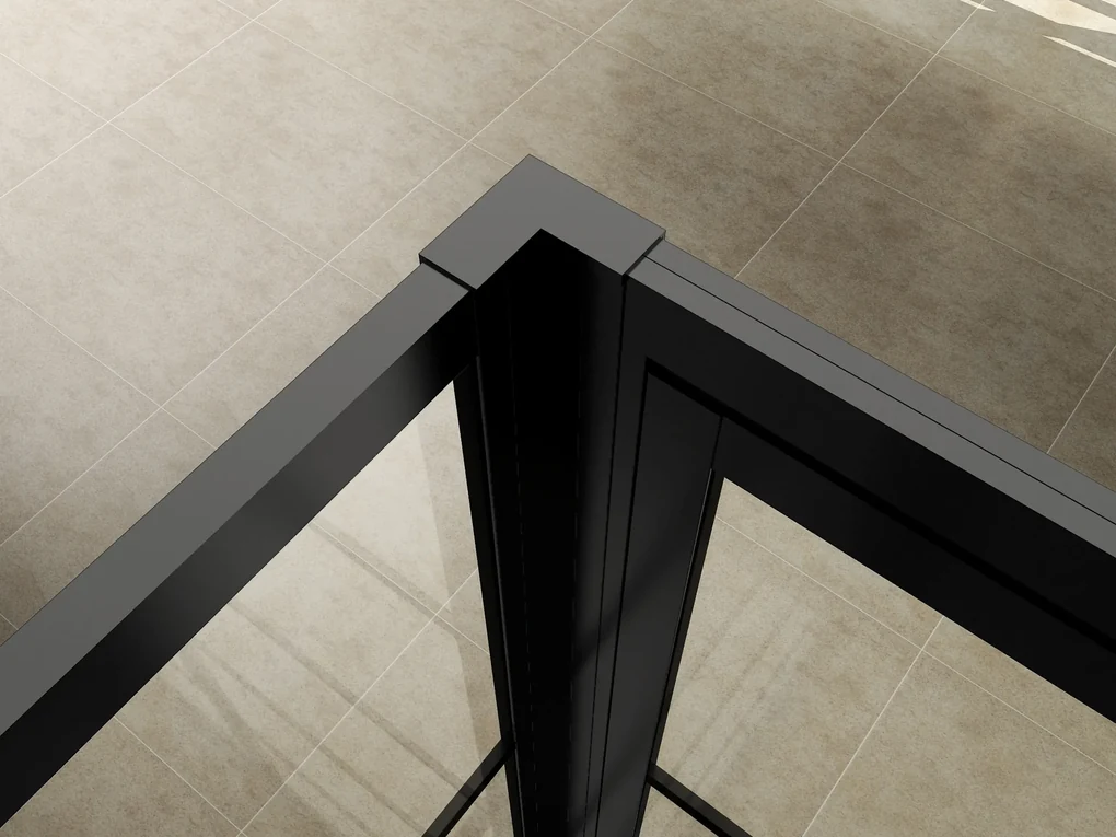 Mueller Skyline douchecabine 120x80 met nisdeur mat zwart 5-vlaks anti-kalk