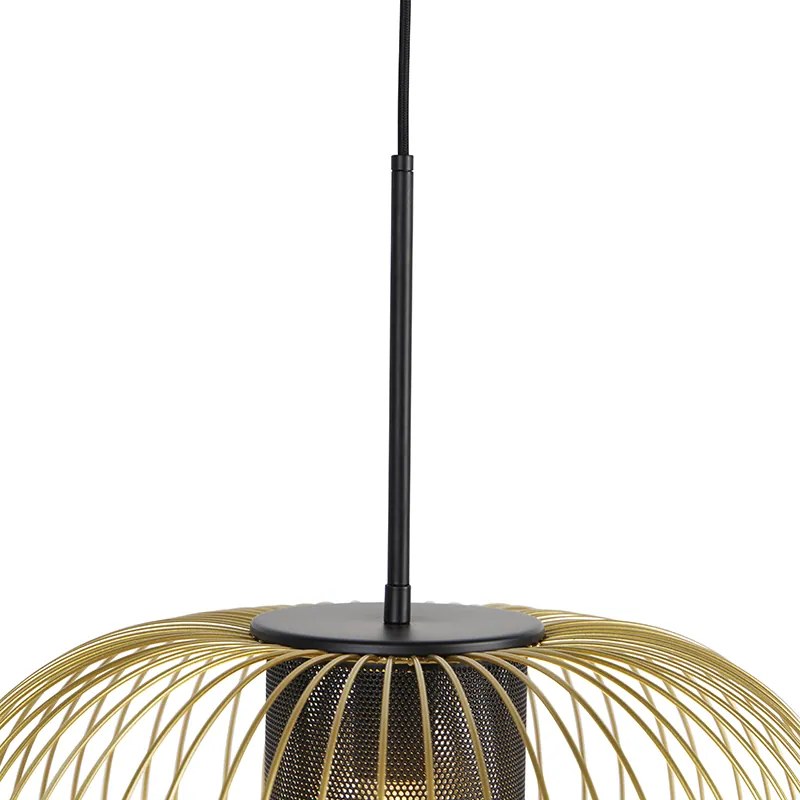 Design hanglamp goud met zwart 50 cm - Marnie Design E27 rond Binnenverlichting Lamp