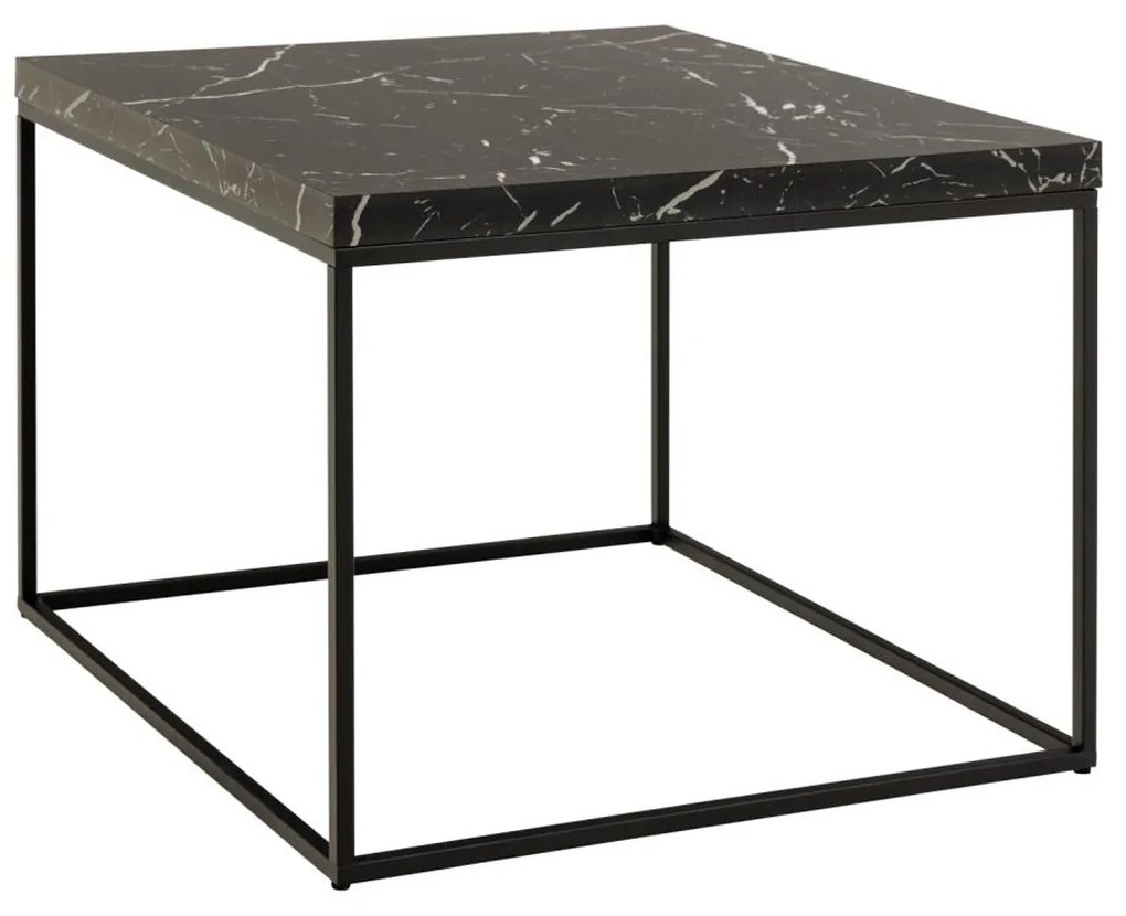 Salontafel Zwart Marmerlook 60x60 Cm - 60 X 60cm.