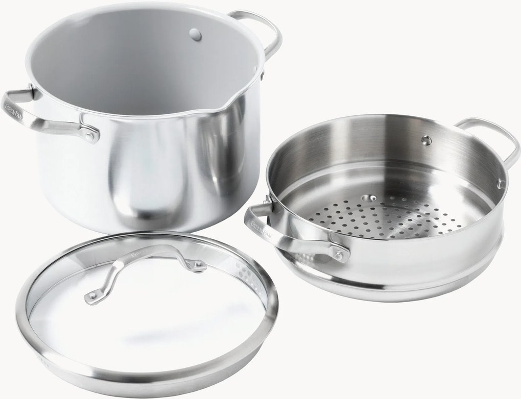 Kookpan met antiaanbaklaag en stoominzet & deksel Venice Pro, 3-delig