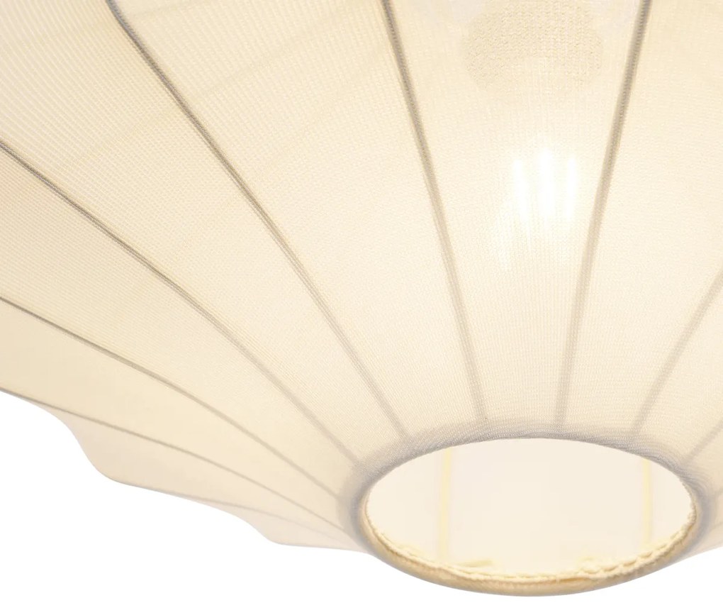 Japandi hanglamp beige met stoffen kap 50cm - PluJapandi E27 rond Binnenverlichting Lamp