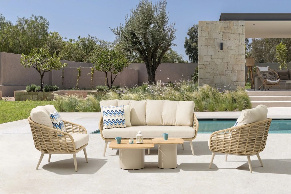 Stoel en Bank Loungeset 5 personen Aluminium/rope Zand/Beige  Coco Vinci/Ronda