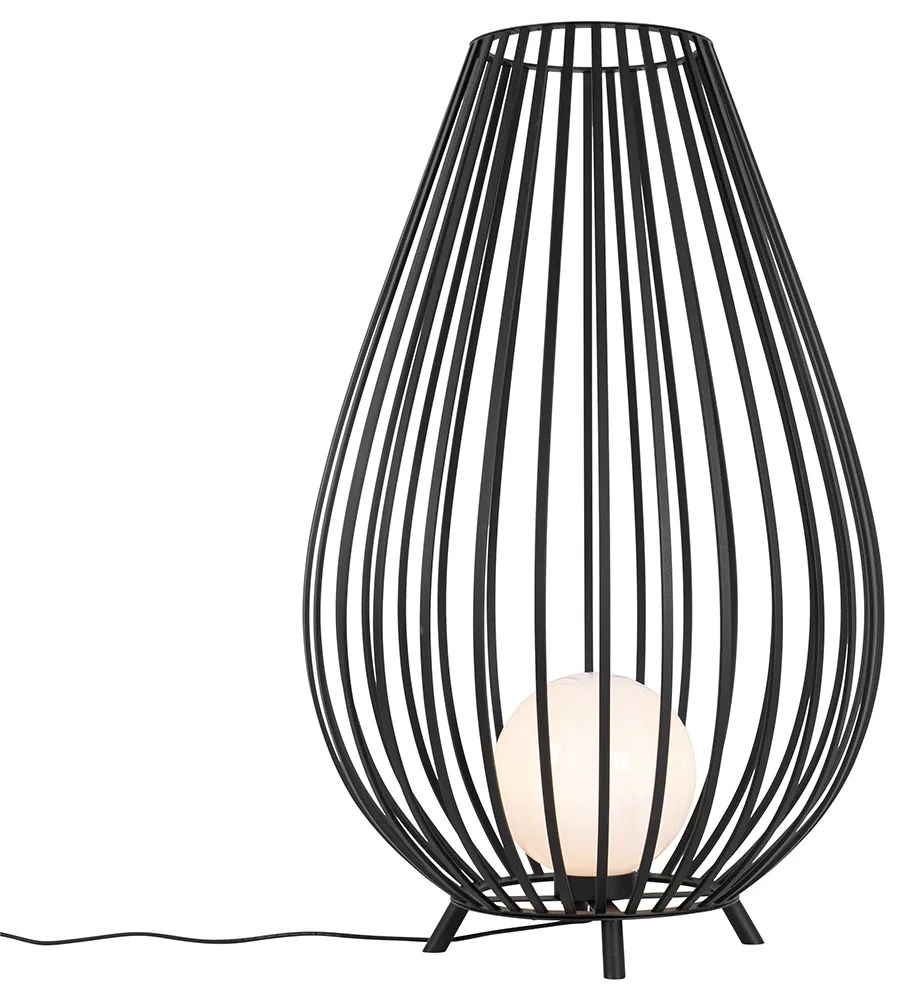 Set van vloerlampen zwart met opaal 110 cm en 70 cm IP44 - Angela