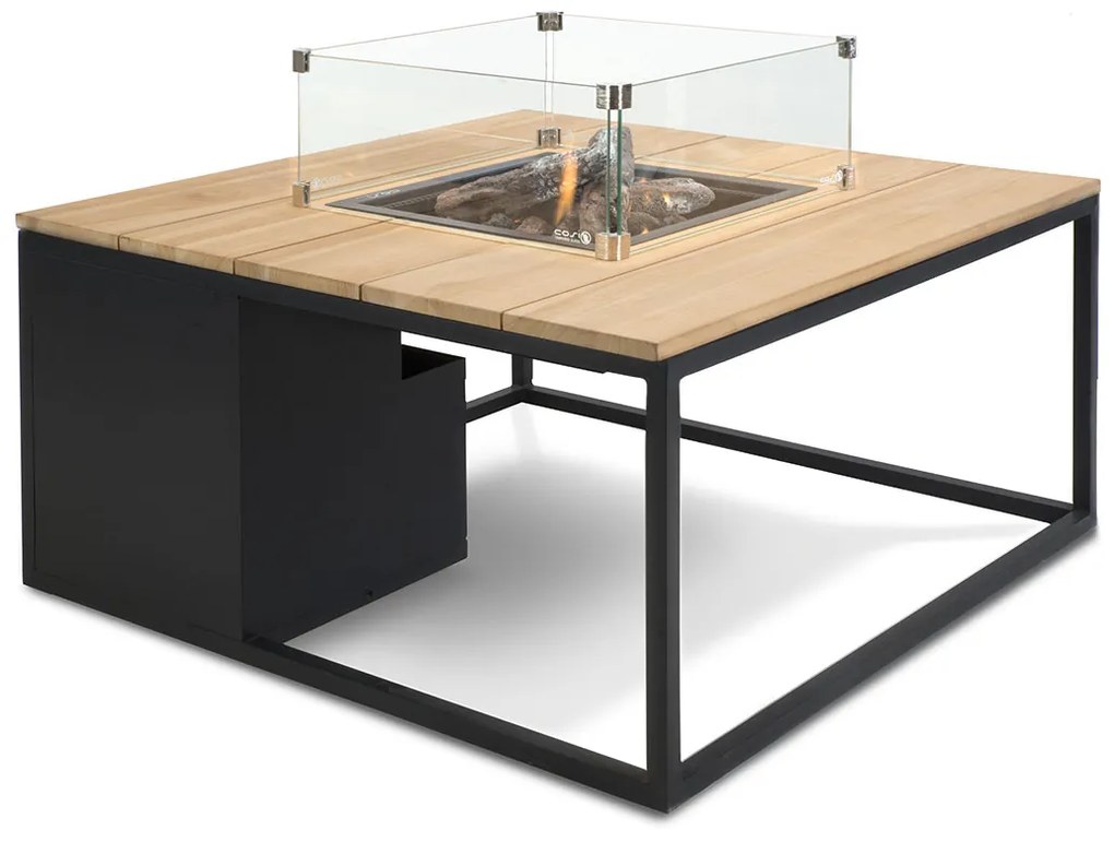 Cosi Fires Cosiloft lounge vuurtafel 100 cm zwart - teak top