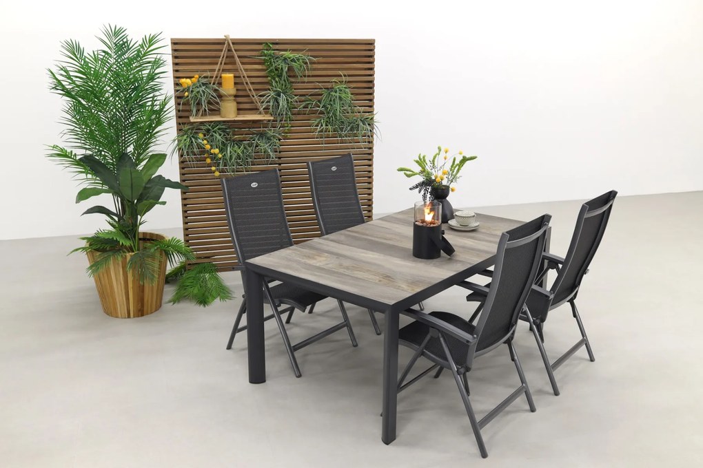 Hartman Salvatore/Kings 4-persoons verstelbare tuinset 180x100 cm. - Antraciet