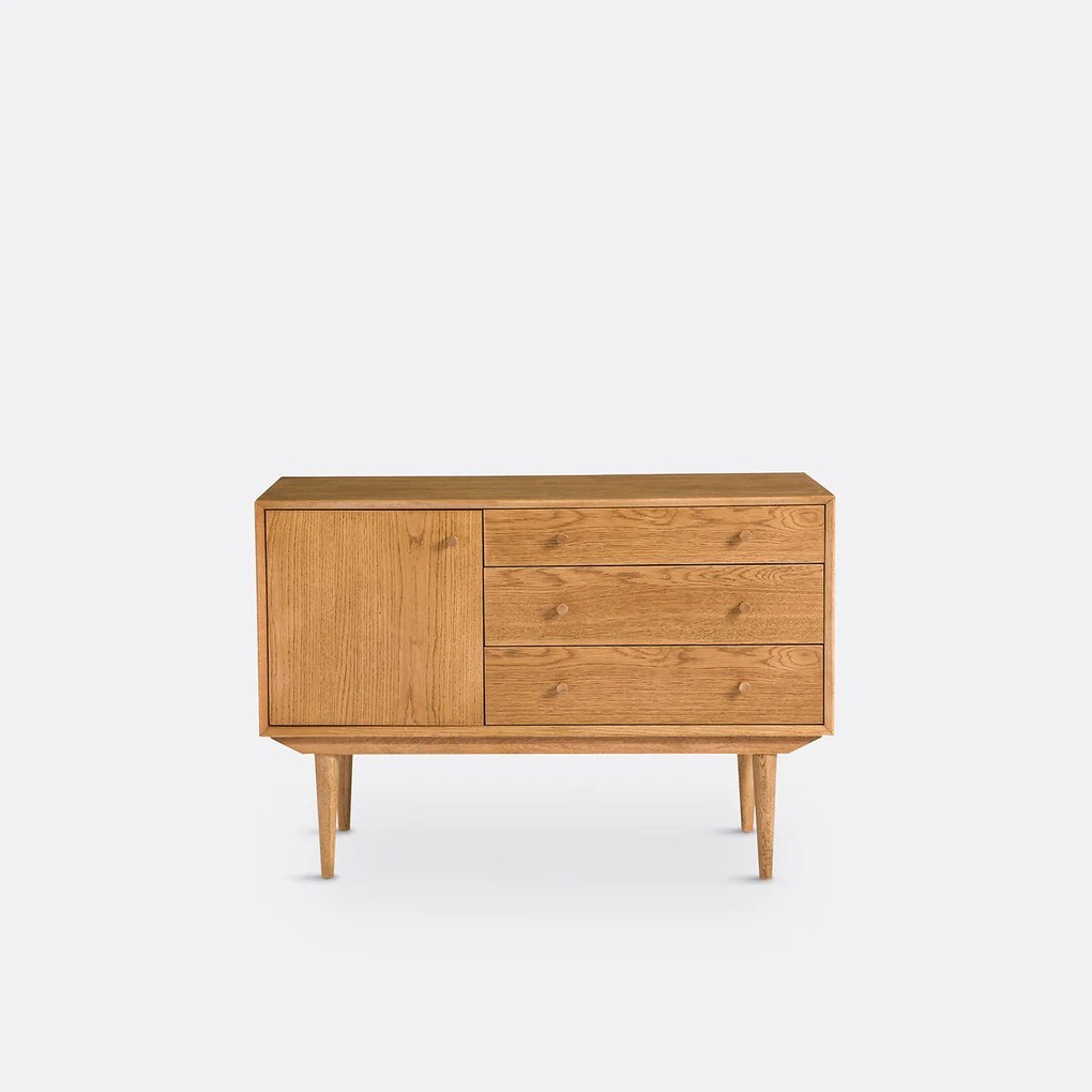 Vintage buffetkast met 1 deur en 3 lades Quilda