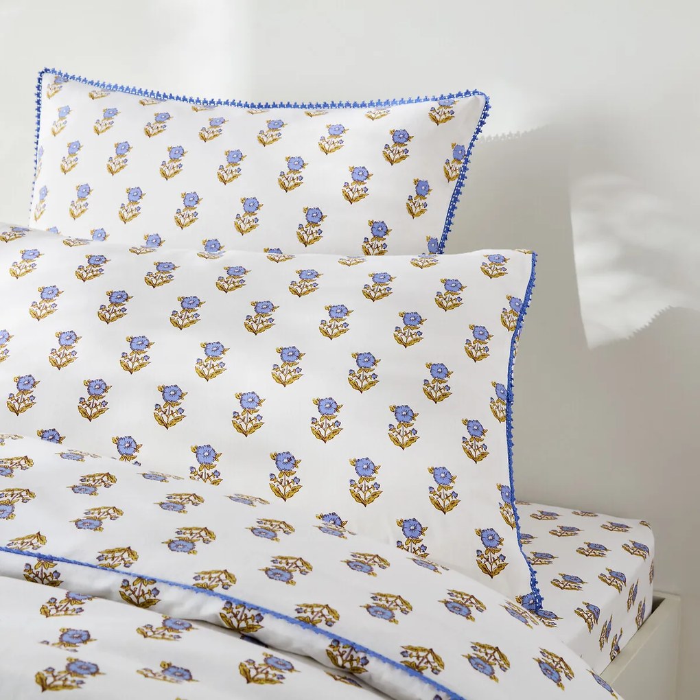 Kussensloop voor kinderen, gewassen katoen, bloemenprint, DIMANI