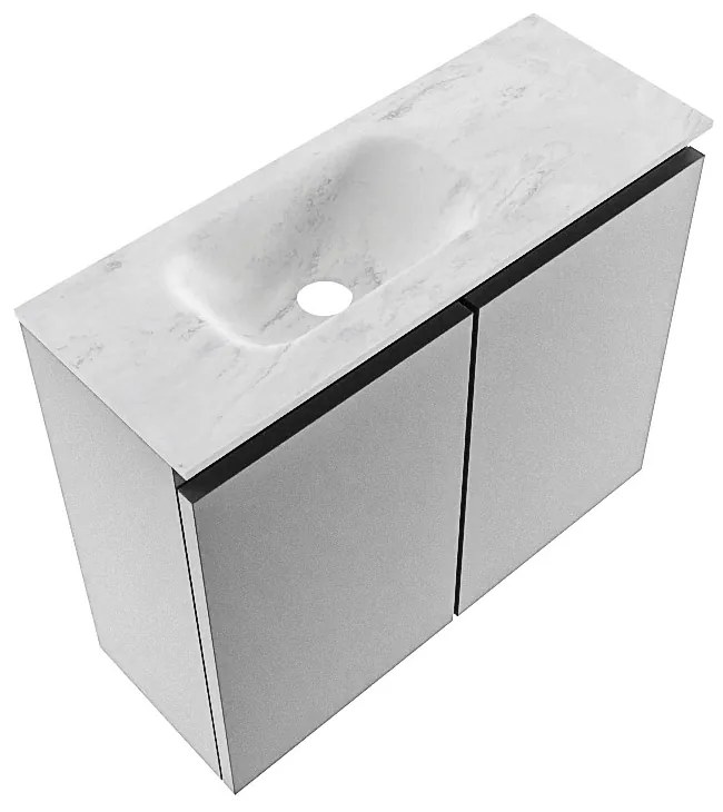 Mondiaz Ture DLux toiletmeubel 60cm plata met wastafel opalo links met kraangat