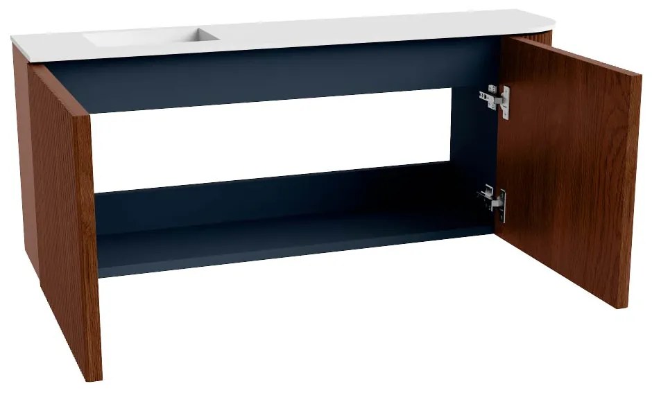 Mondiaz Joya 100cm toiletmeubel ronding rechts ruby met wastafel faye links 1 kraangat talc