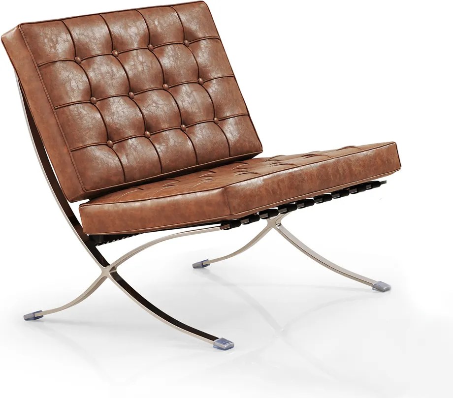 Barcelona Chair (replica) - Vintage brown