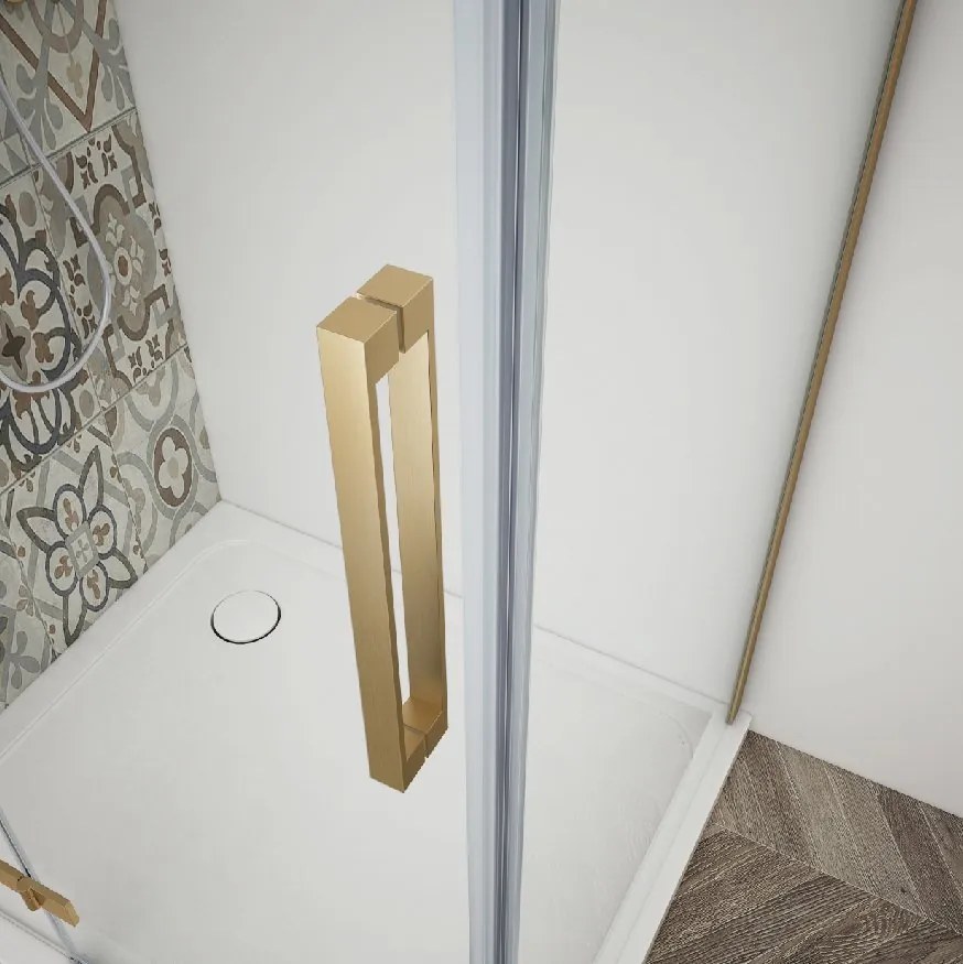 Gelco Trinity douchecabine met helder glas 80x100cm rechts goud