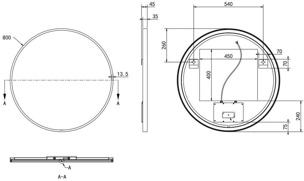 Hotbath &More Round spiegel 80cm RVS