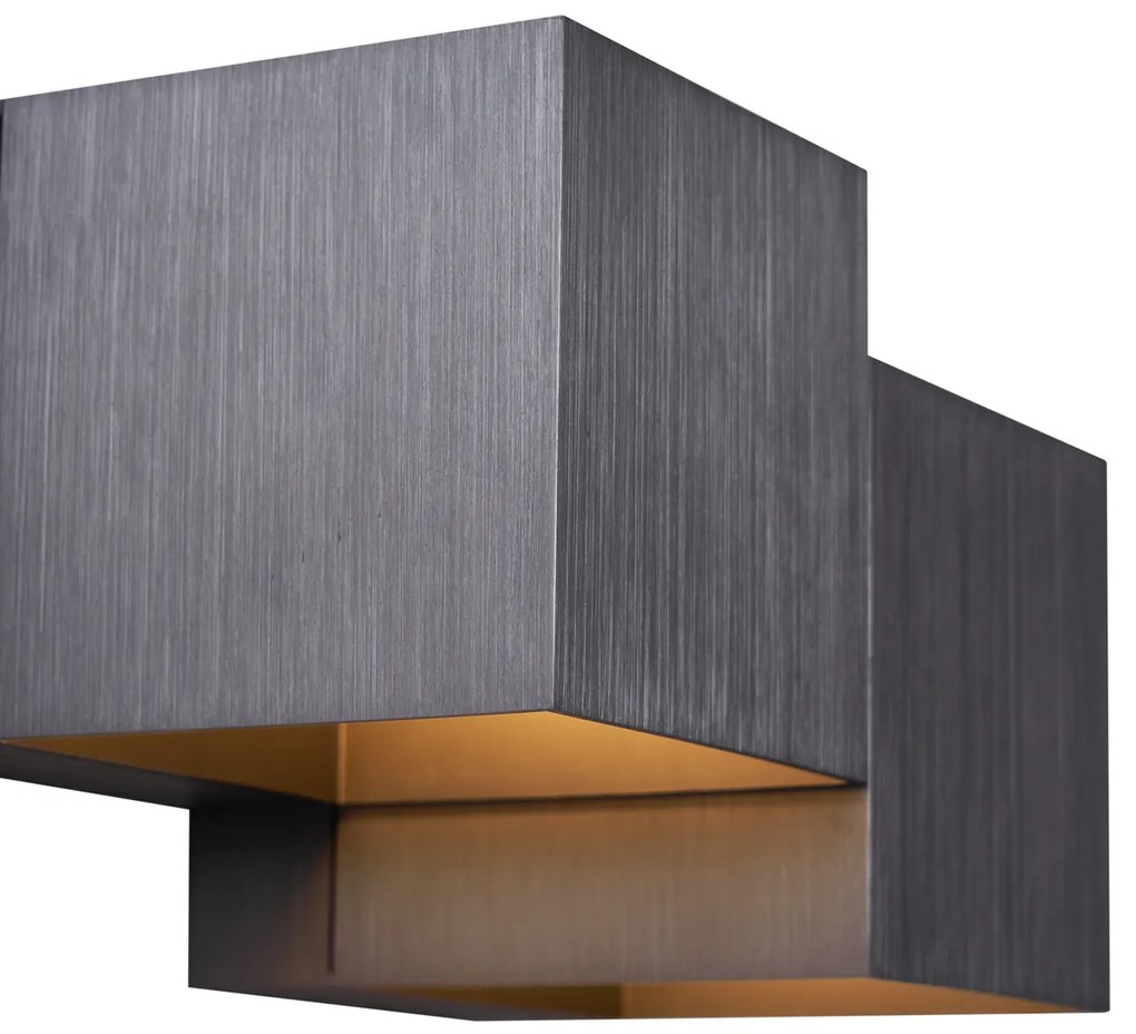 Moderne wandlamp gunmetal 2-lichts - Transfer Double