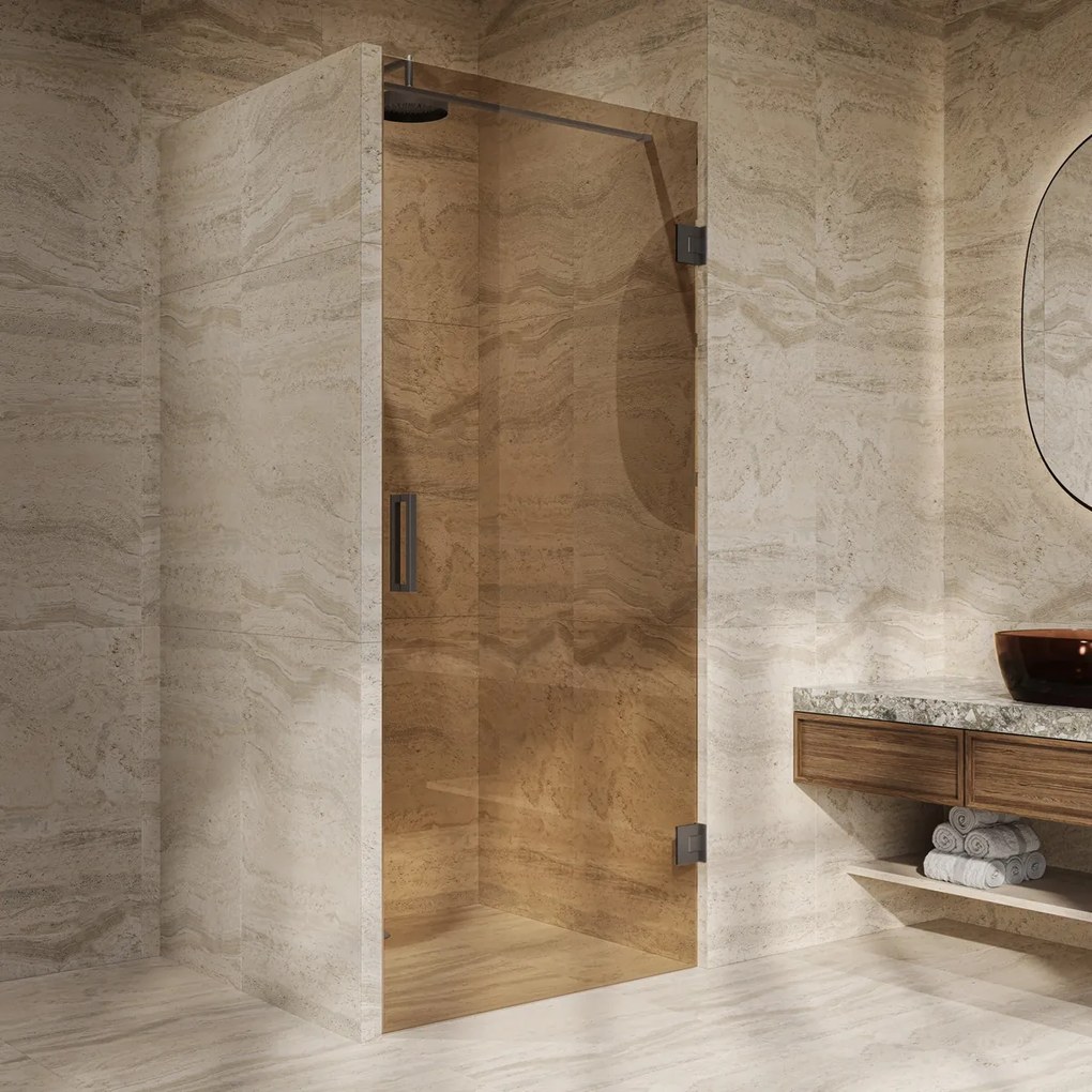 Saniclear Modern glazen douchedeur 80x200cm brons glas