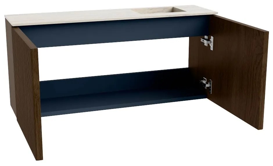 Mondiaz Joya DLux 90cm toiletmeubel walnut met wastafel faye rechts 1 kraangat meli