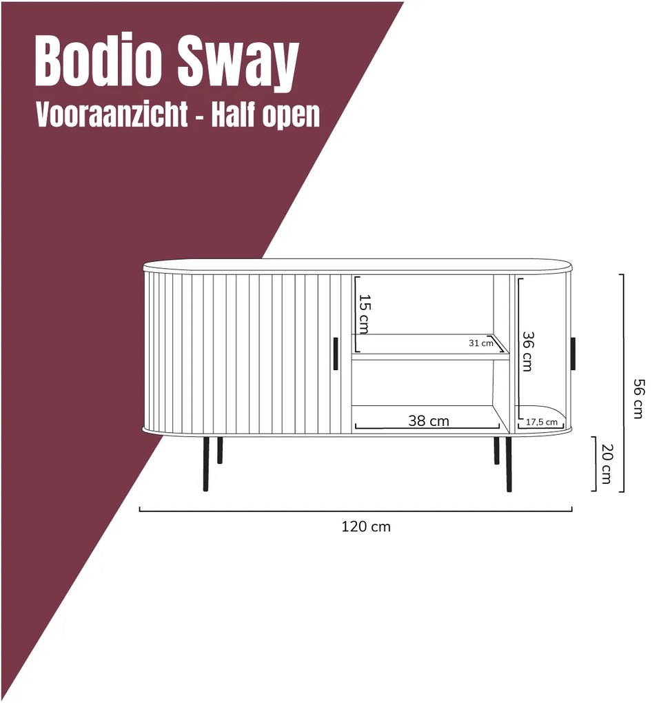 TV Meubel Zwart 120 Cm - 120x40x55.6cm.