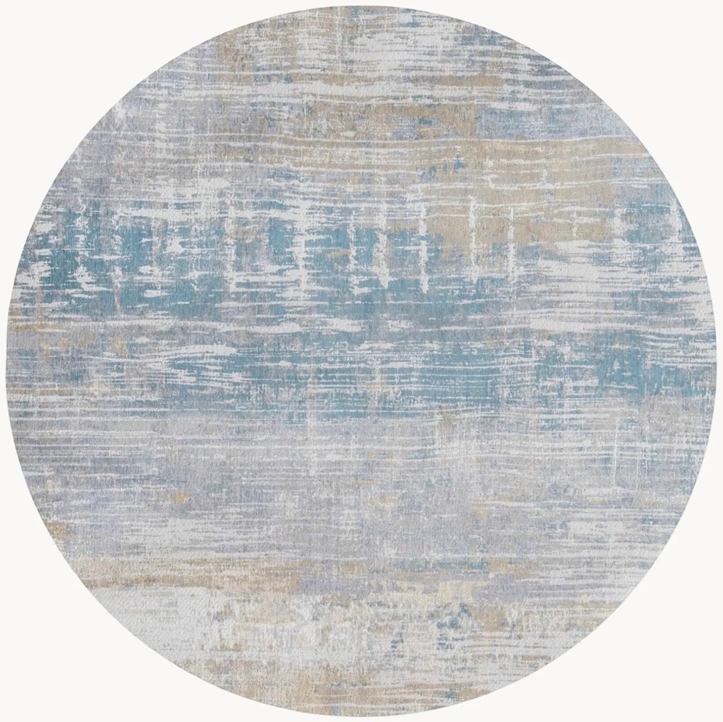 Rond jacquard in- & outdoor vloerkleed Streaks, wasbaar