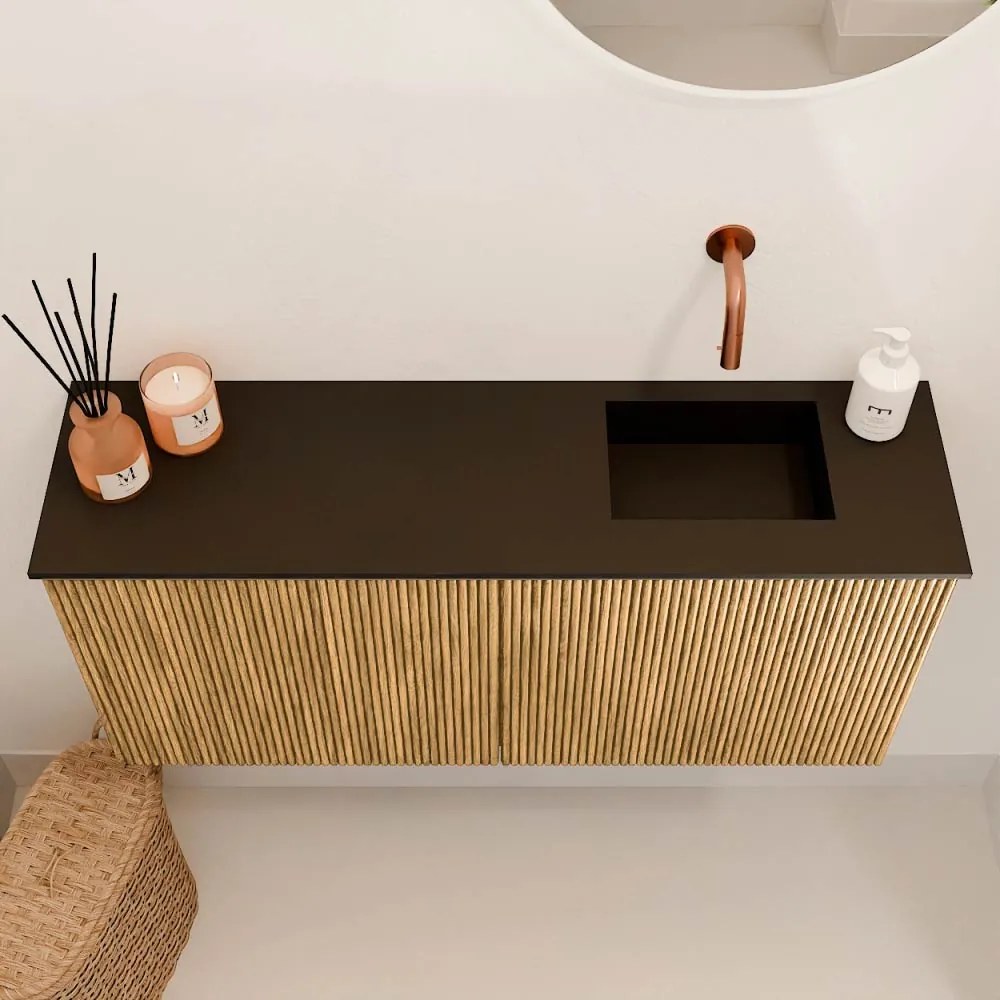 Mondiaz Joya 90cm toiletmeubel oak met wastafel faye rechts zonder kraangat urban