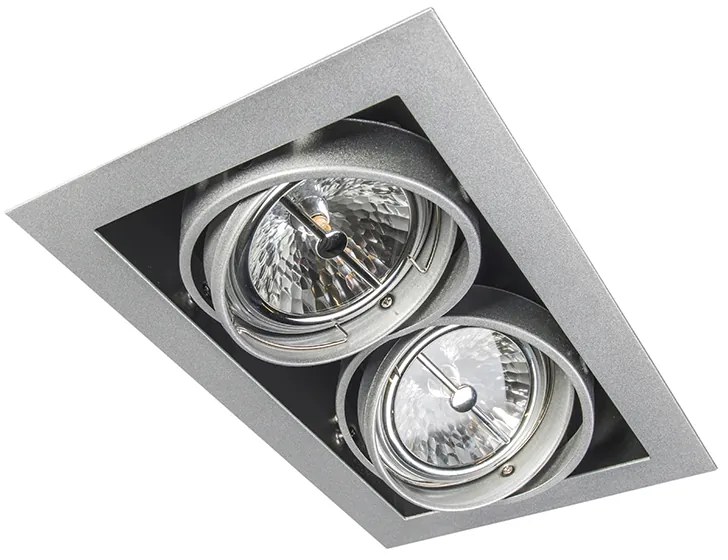 Inbouwspot staal AR111 verstelbaar 2-lichts - Oneon