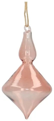 Kerstbal, pegel, glas, roze, 8 cm