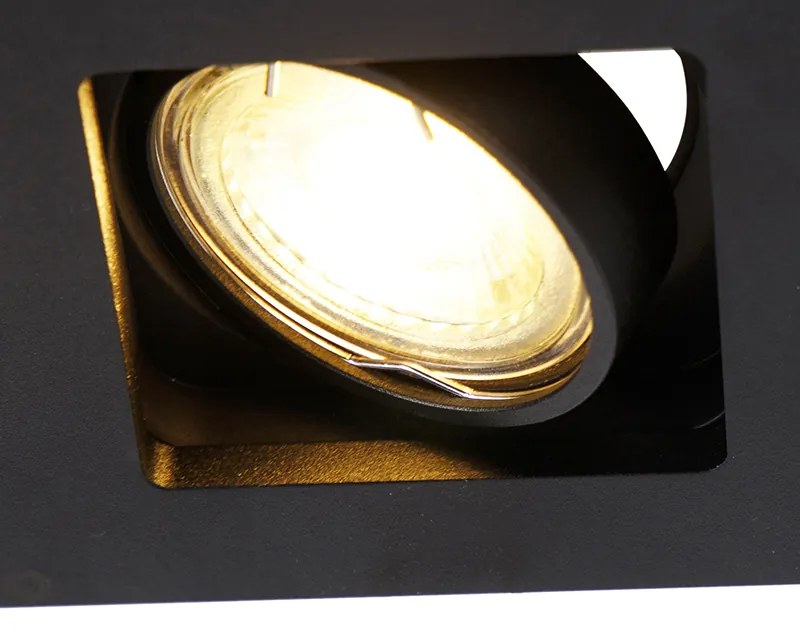 Set van 6 Inbouwspot zwart rechthoekig 2-lichts - Qure