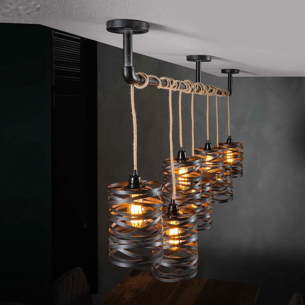 7-delige Metalen Hanglamp Met Touw