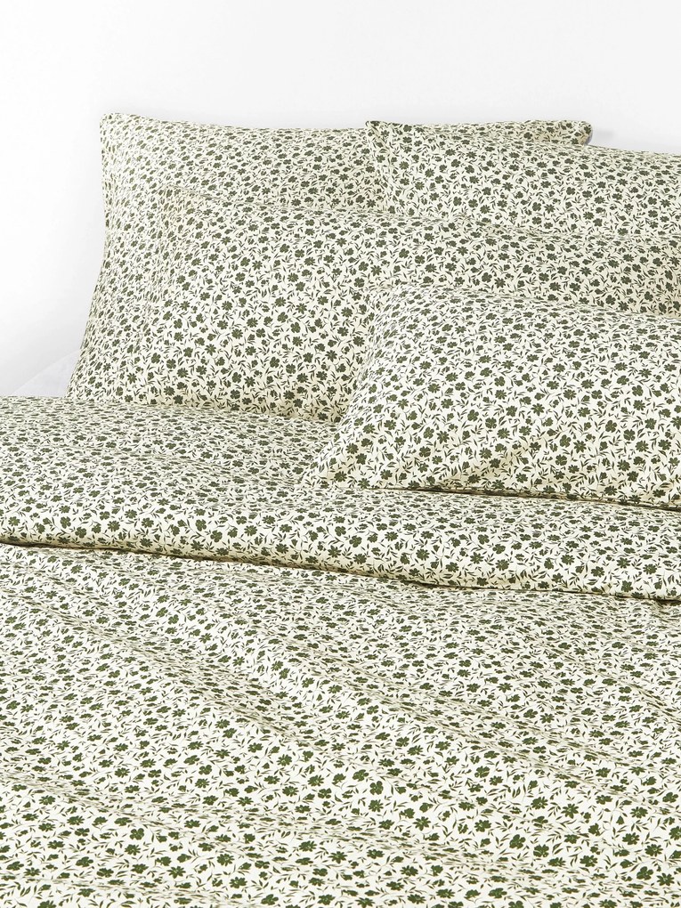 Gewassen katoenen dekbedovertrek Nolana met fijn bloemenpatroon