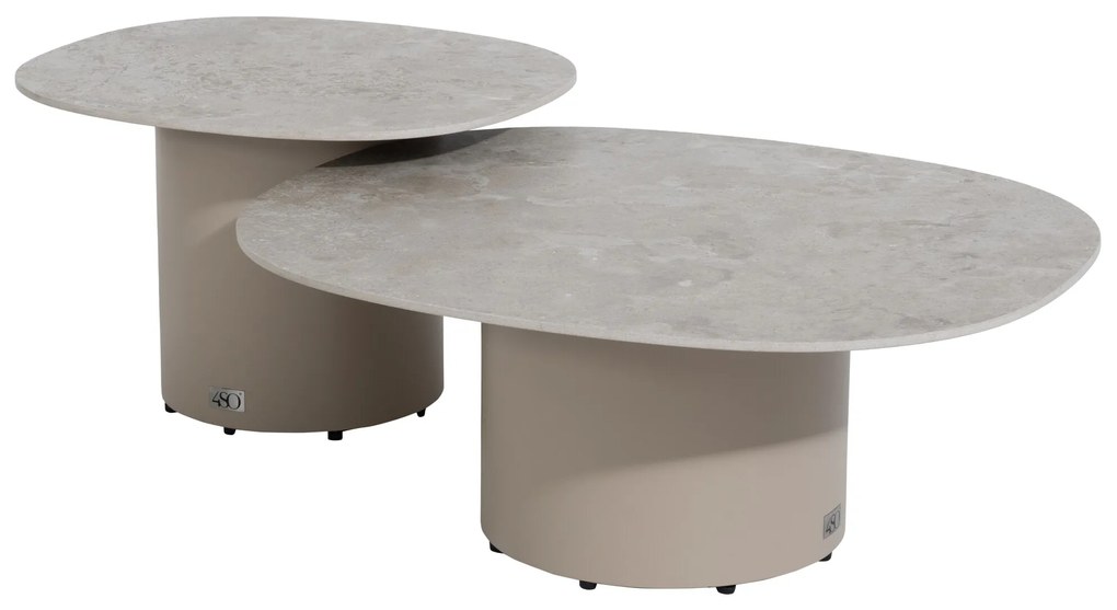 Sofie lounge tuintafels set van 2 keramisch blad latte 4 Seasons Outdoor