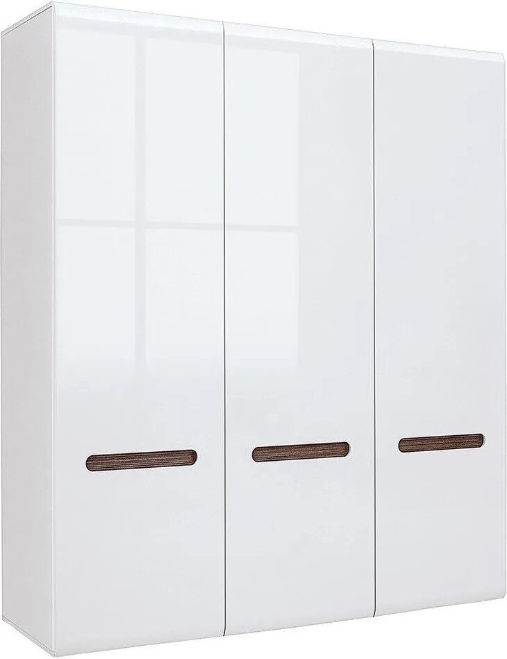 Kledingkast Serveso 117, Wit, Wengé, Glanzend wit, 210x180x57cm, 146 kg, Kledingkast deuren: Met scharnieren, Aantal planken: 7, Aantal planken: 7