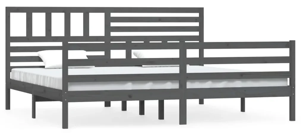 vidaXL Bedframe massief hout grijs 200x200 cm
