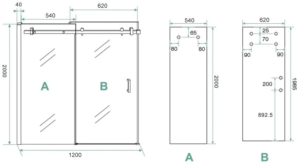 Saniclear Supreme douchedeur 110-120cm verouderd ijzer - gunmetal