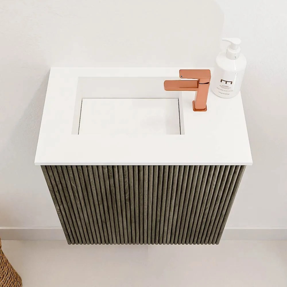 Mondiaz Joya 40cm toiletmeubel shadow met wastafel faye links 1 kraangat talc