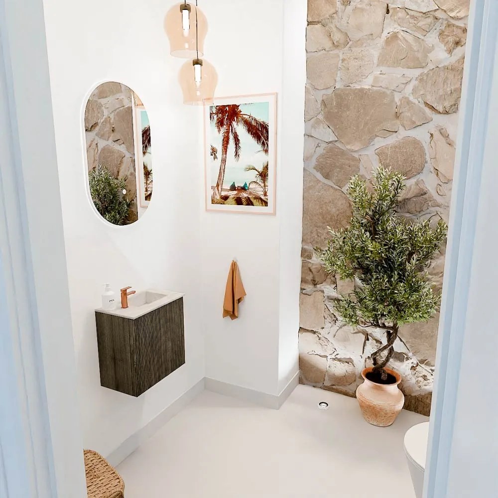 Mondiaz Joya DLux 40cm toiletmeubel shadow met wastafel faye rechts 1 kraangat ostra