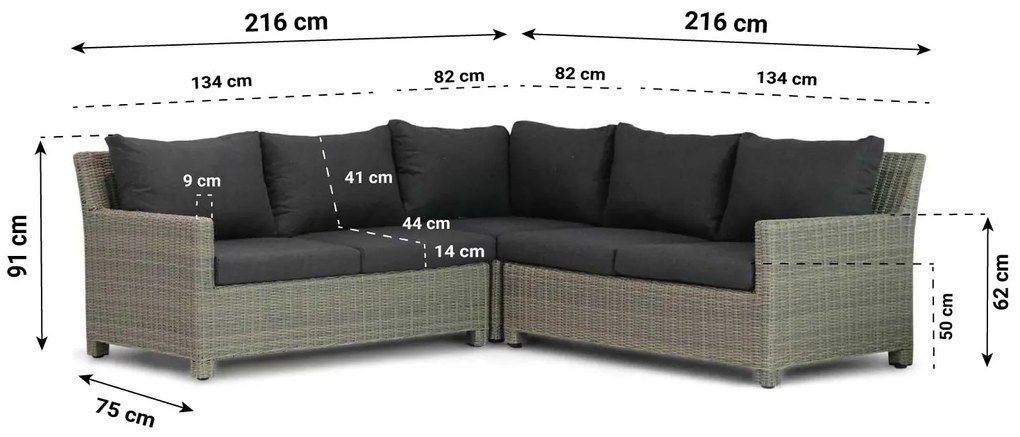 Hoek loungeset 5 personen Wicker Taupe  Garden Collections Lusso