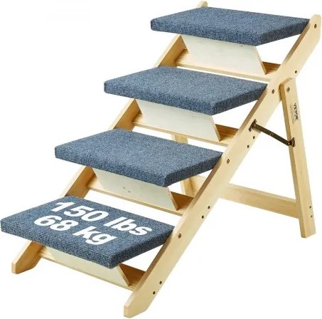 VEVOR Houten Huisdierentrap/Huisdiertrappen, 2-in-1 Opvouwbare Houten Hondentrap voor Bedden, Banken en Auto's, Hondentrap en Helling met 4 Treden voor Kleine, Middelgrote en Grote Huisdieren, tot 68 kg