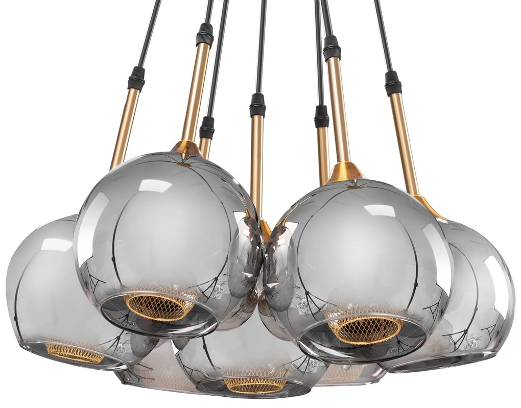 Plafondlamp hangende glazen bollen APP898-7CP