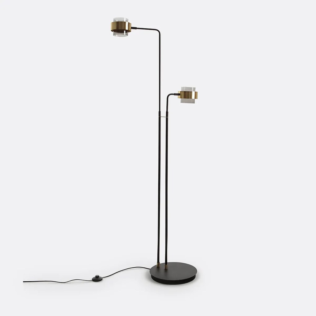 Vloerlamp met 2 armen, glas en metaal, Botello