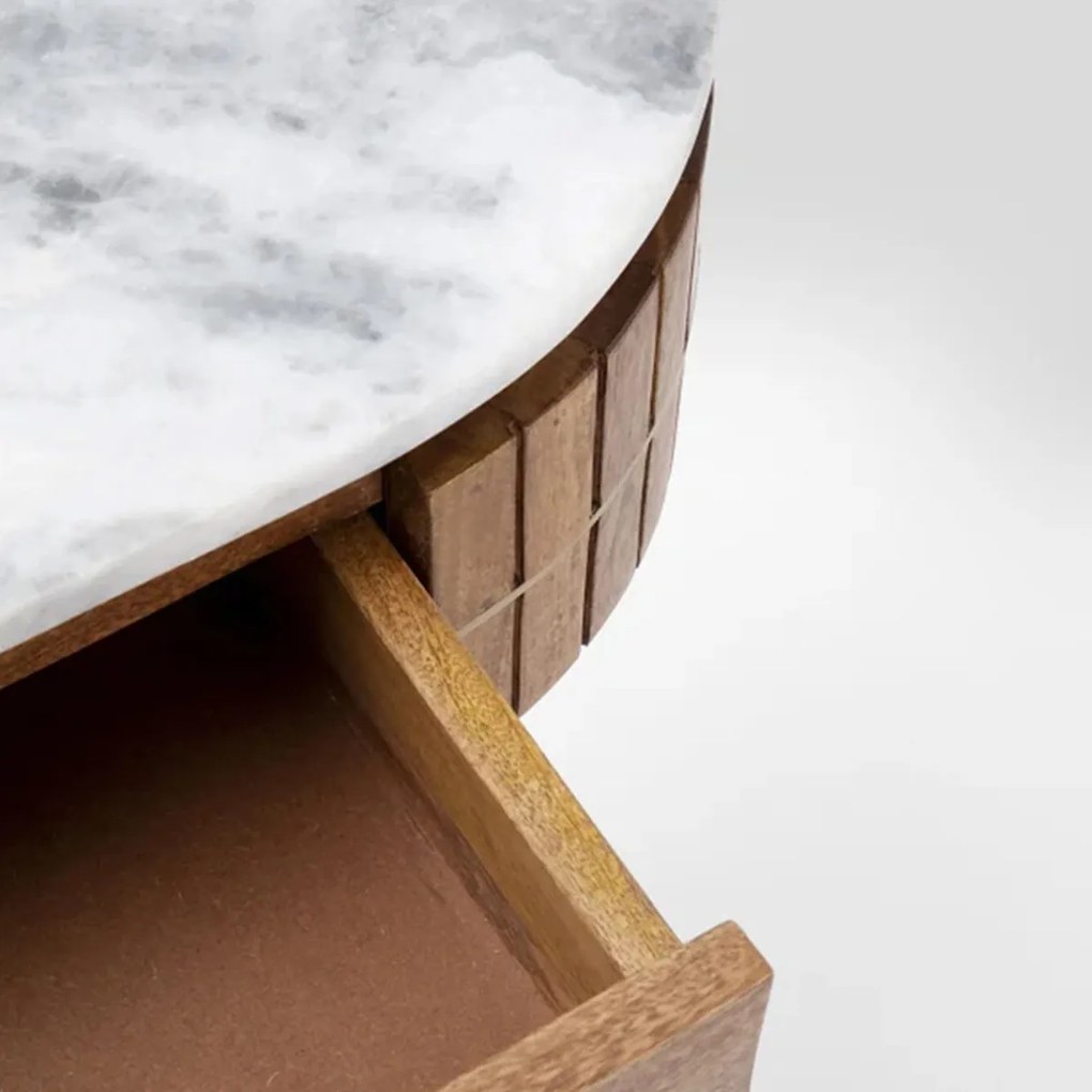 Kare Design Grace Sidetable Mangohout En Marmer - 100 X 30cm.