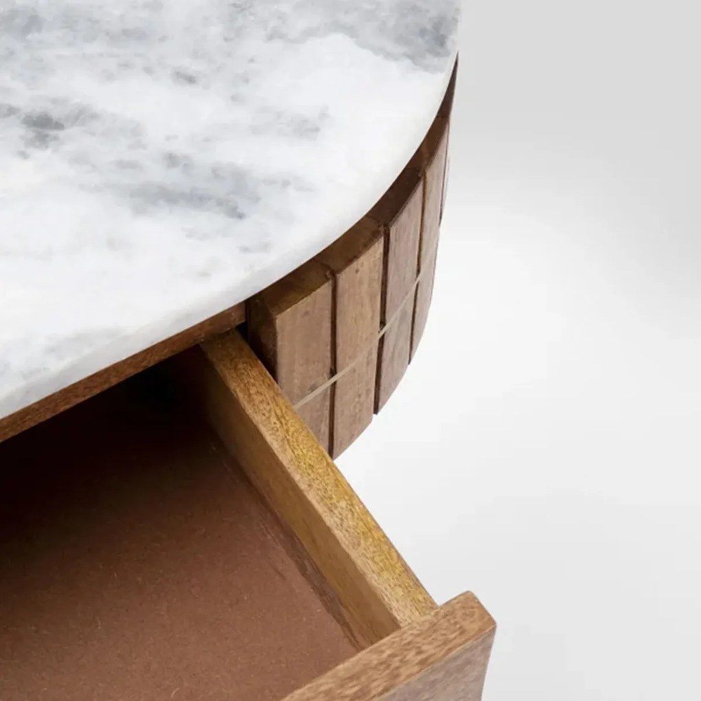 Sidetable Mangohout En Marmer - 100 X 30cm.
