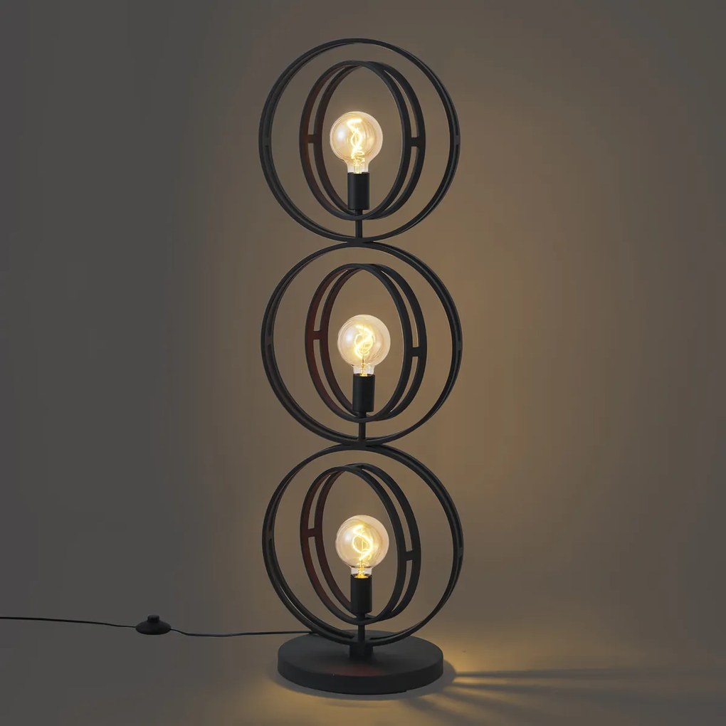 Moderne vloerlamp zwart 3-lichts - Indu