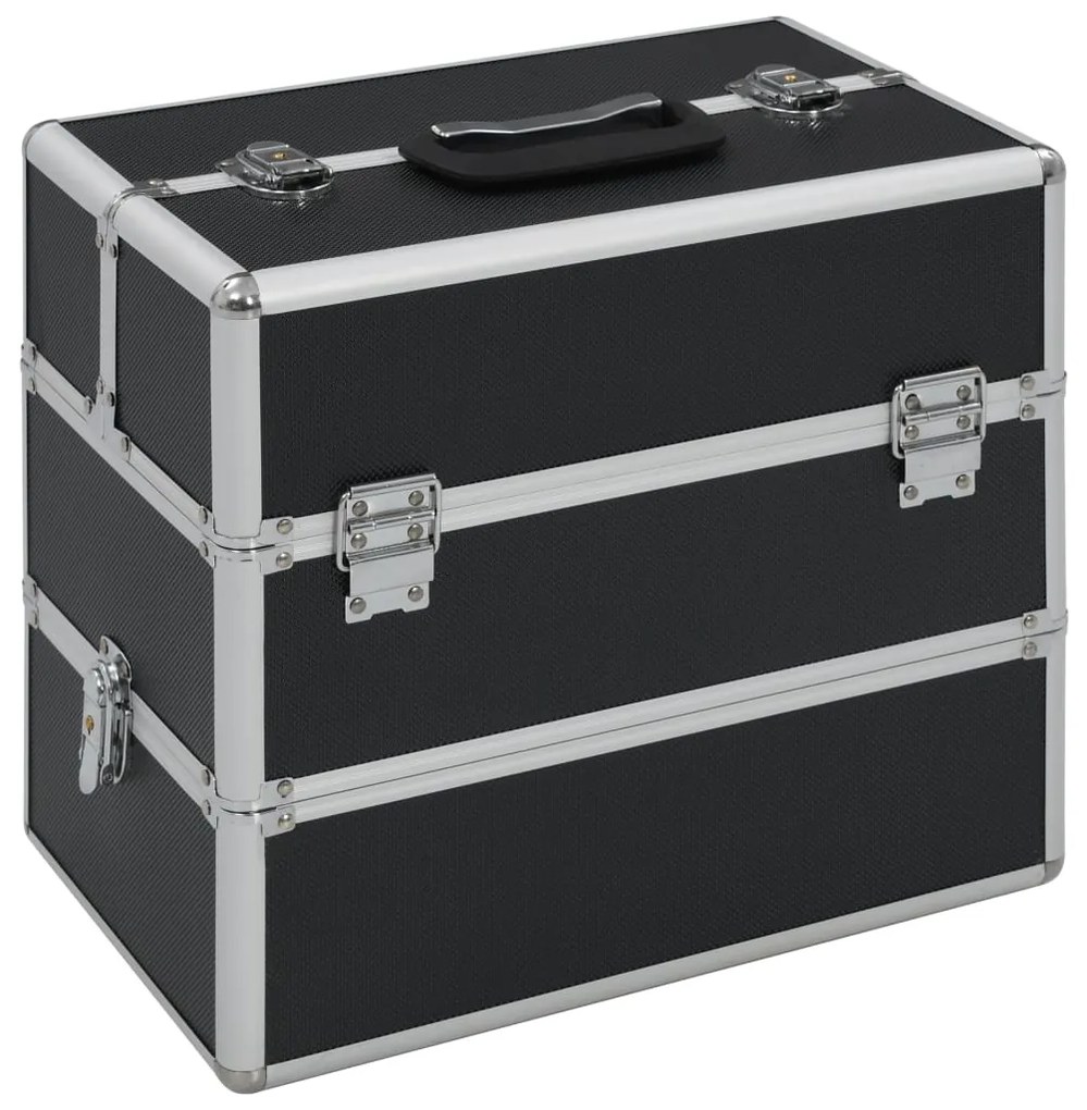 vidaXL Make-up koffer 37x24x35 cm aluminium zwart