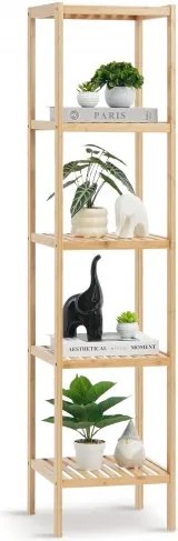VEVOR Hoekplank 5 Planken Gemaakt van Bamboe, Opbergplank Boekenplank Vrijstaand Multifunctionele Bloemen Plantenstandaard Plantenplank Ideaal voor Badkamer Slaapkamer Kantoor Plantenstandaard
