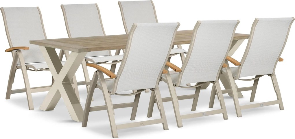 Tuinset 6 personen 240 cm Aluminium Taupe Presto Tarenta/Cardiff