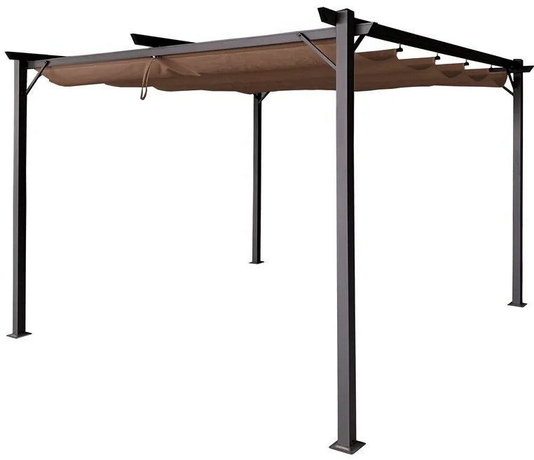 Bruine terraspergola met rolluiken La Palma 3x4 Tuinpunt