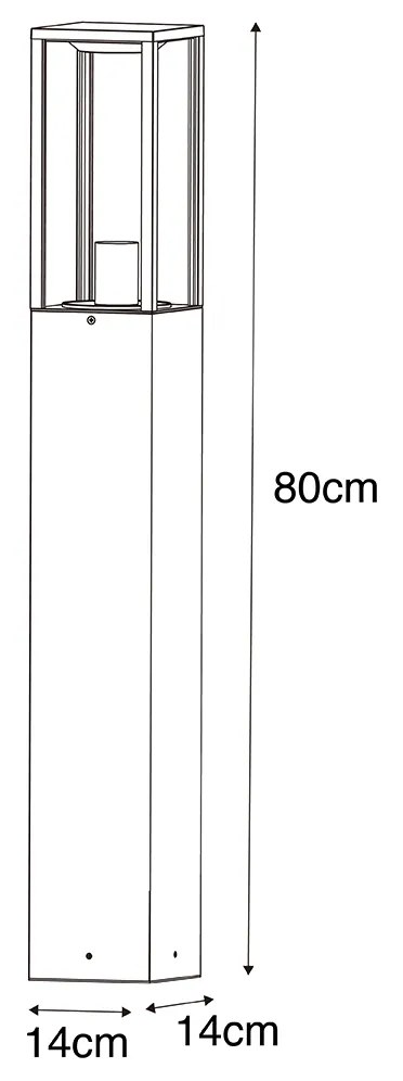 Smart staande buitenlamp zwart met ribbel glas 80 cm incl. Wifi A60 - Charlois